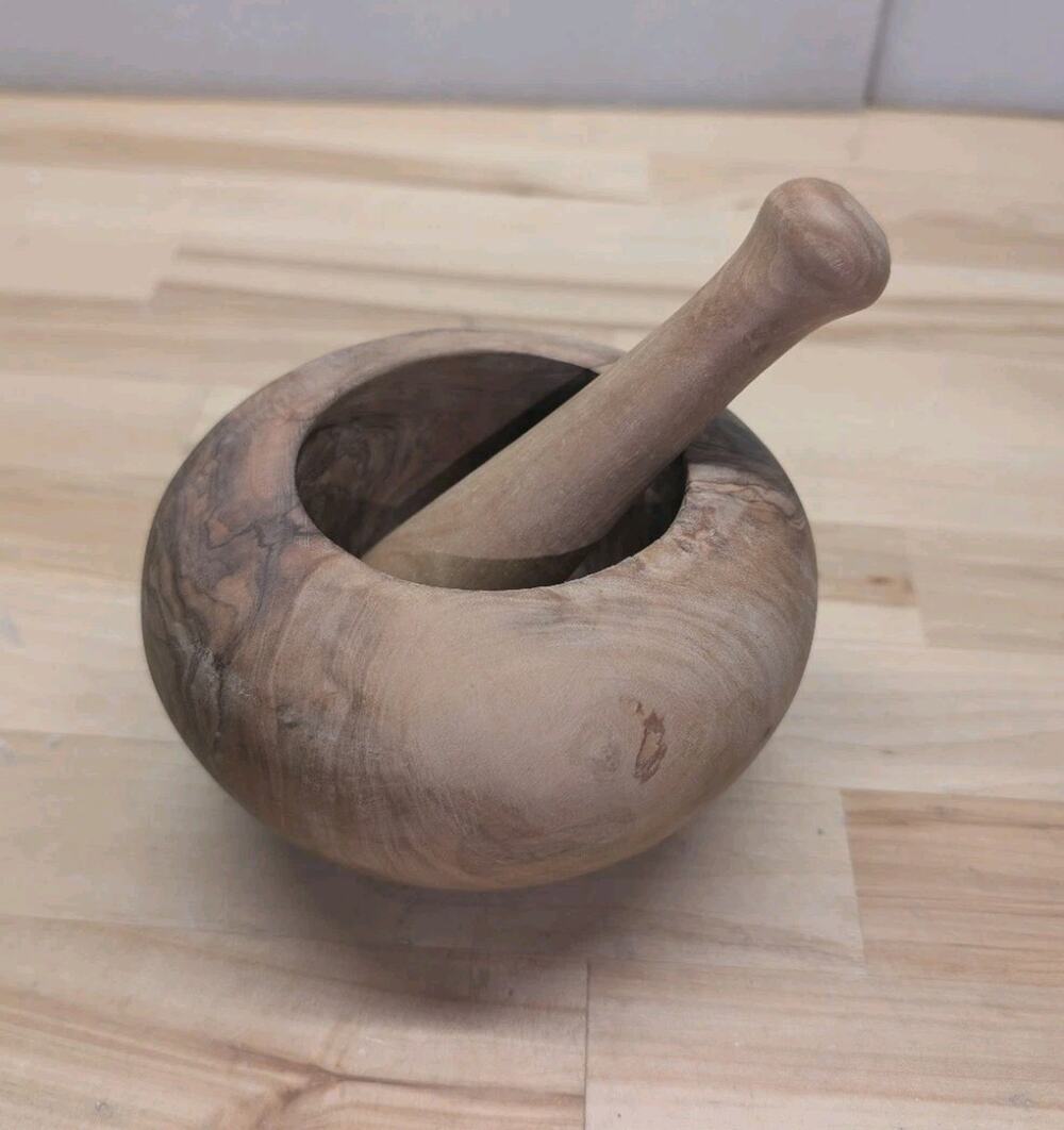 Vintage Handcrafted Wooden Mortar and Pestle Set Herb Grinder